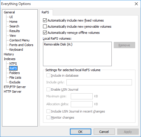 Everything Options ReFS