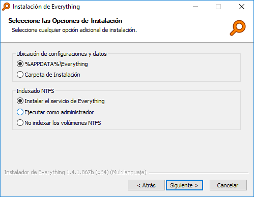 Opciones de Instalación de Everything 1